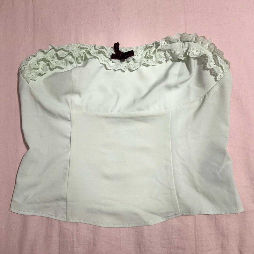Kimchi Blue light green bow bustier top